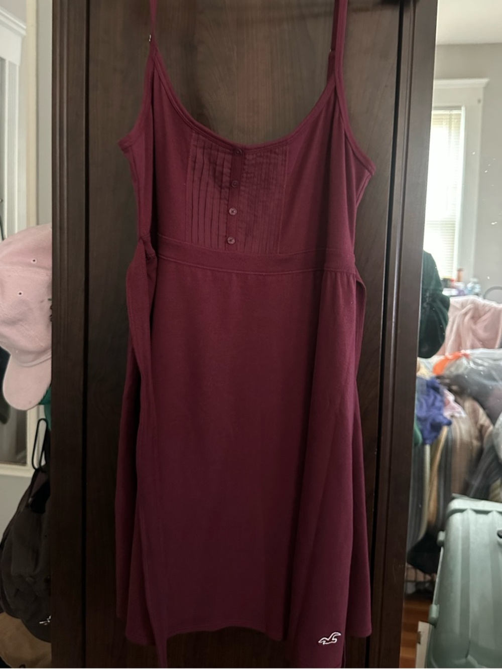 Hollister Pintuck Knit Mini Dress Maroon